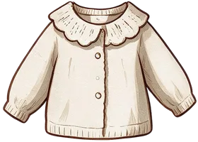 Veste enfant col rond en tissu beige boutonnée avec détails dentelle